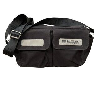 Vintage Polo Sport black messenger bag gorpcore flap crossbody 90s Y2K sporty